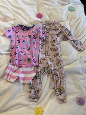 Girls Pink Sailboat Short PJ and guess how much I love You bunny Zip Bundle